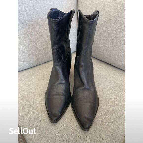 Tony Bianco Women's Black Leather Western Mid-Calf Boots Size 9 - Picture 3 of 8